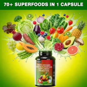 Fruit & Vegetable Supplements Capsules with Probiotics Prebiotics Digestive